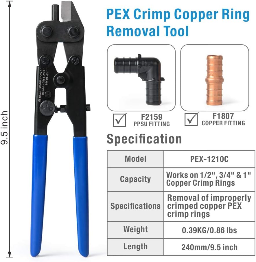 IWISS iCrimp PEX-1210C PEX Crimp Ring Removal Tool for 1/2-Inch,3/4-Inch,1-Inch F1807 Copper Crimp Rings