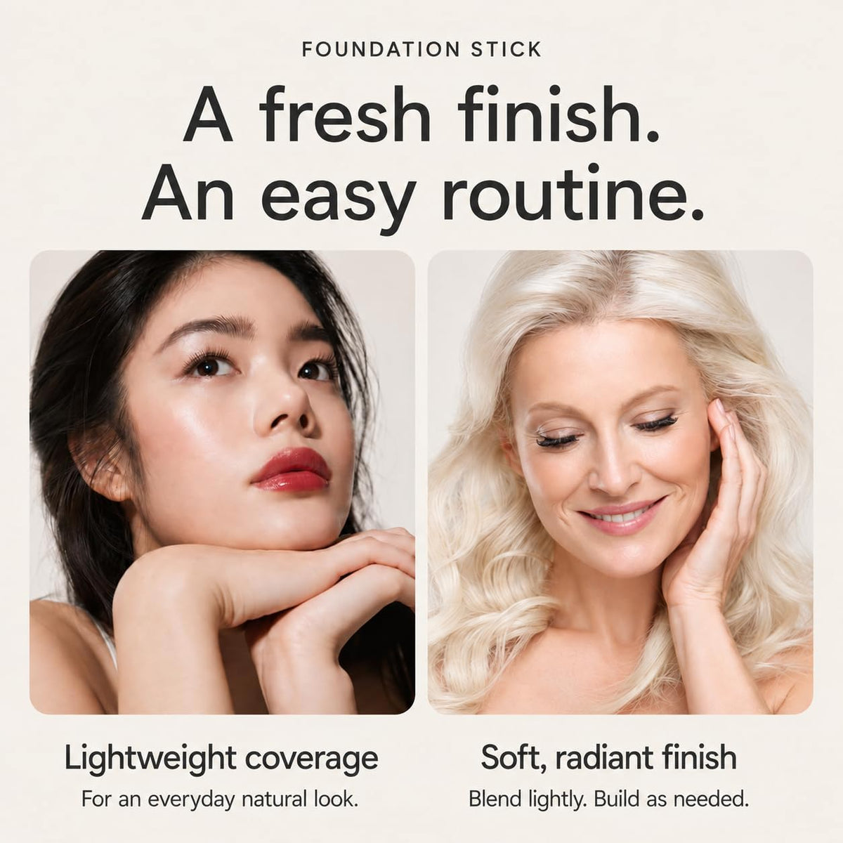 2 in1 Color Changing Korean Foundation Stick with Brush Makeup 02#
