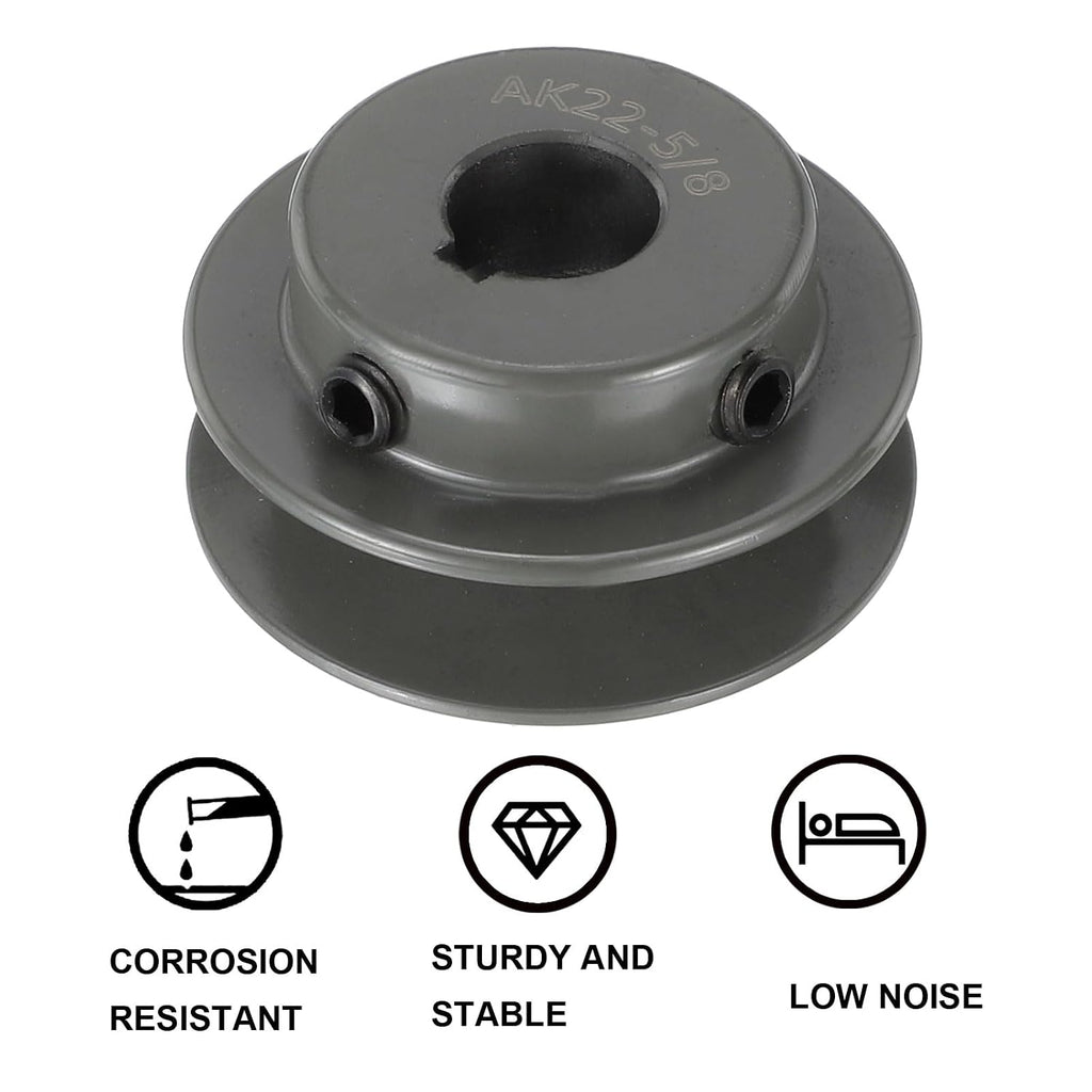 uxcell AK22-5/8 V-Belt Sheave 5/8" Bore, 2.2" OD, Single Groove Web Sheave