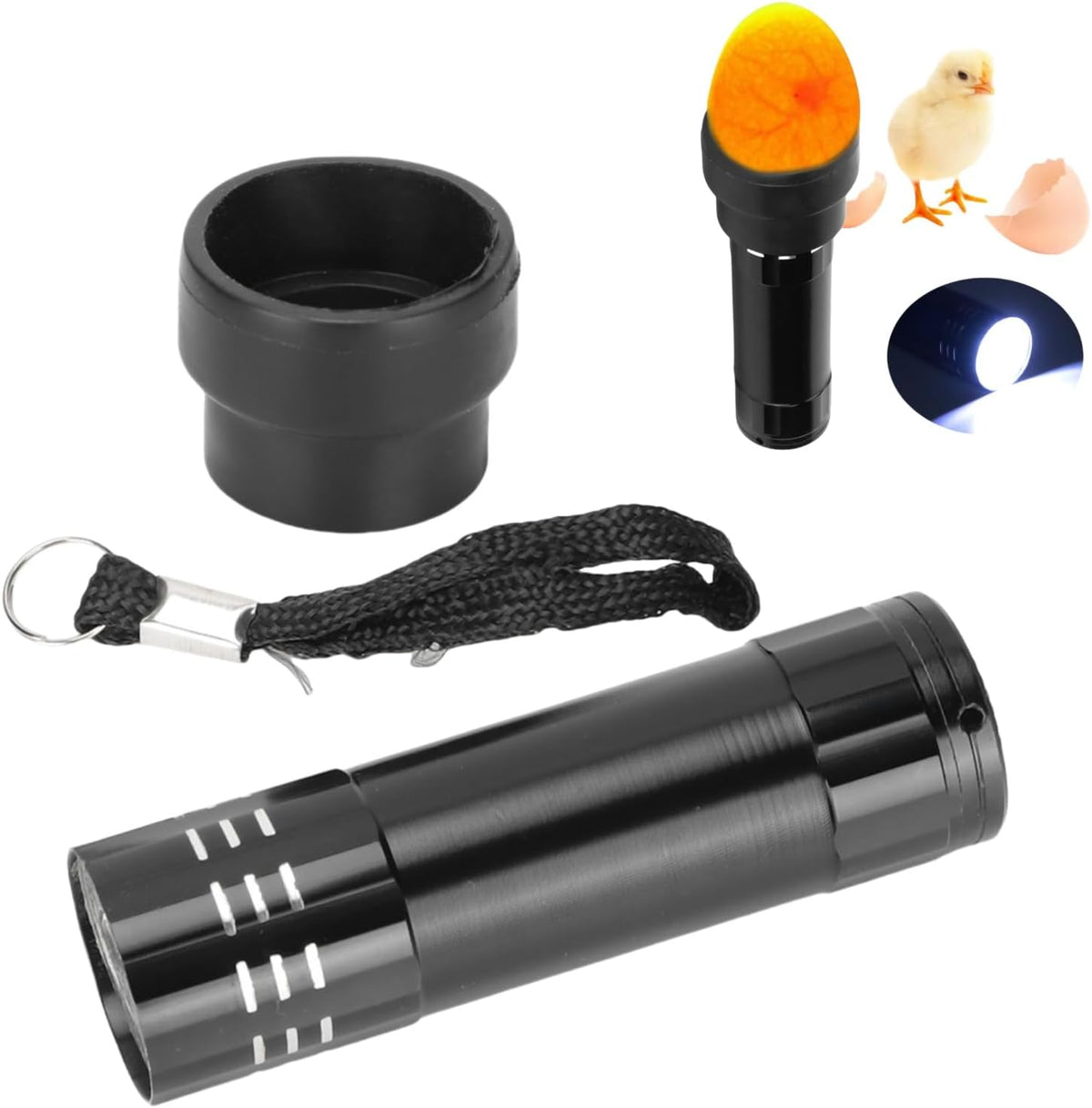 Egg Candler, Bright LED Light Egg Candler Tester with Lanyard for Chickens, Ducks, Geese, Portable and Adjustable Egg