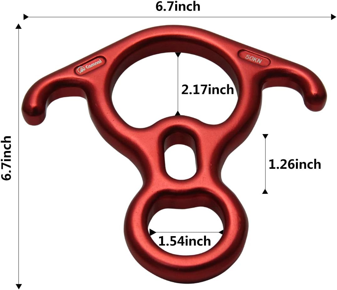50KN Rescue Figure, 8 Descender Large Bent-Ear Belaying and Rappelling Gear Belay Device Climbing for Rock Climbing