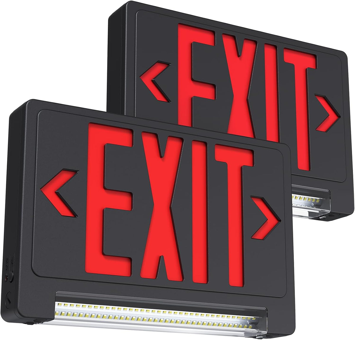 Exit Sign with Adjustable LED Pipe,Exit Signs with Emergency Lights Bar Combo, Hardwired Exit Sign Battery
