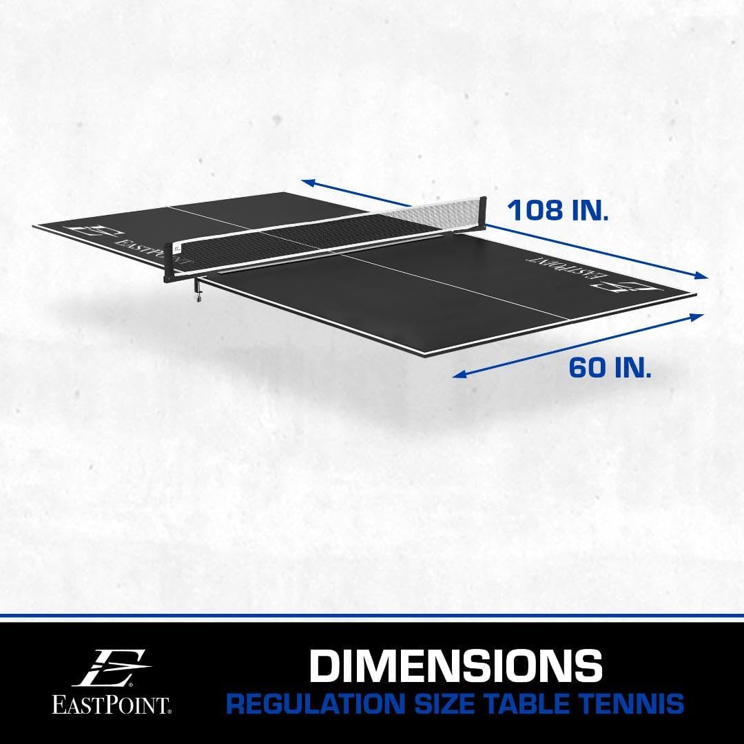 EastPoint Foldable Ping Pong Table Topper, Table Tennis, 9 ft x 5 ft, Blue | Ready to Play, Foam Pads Included, Zero