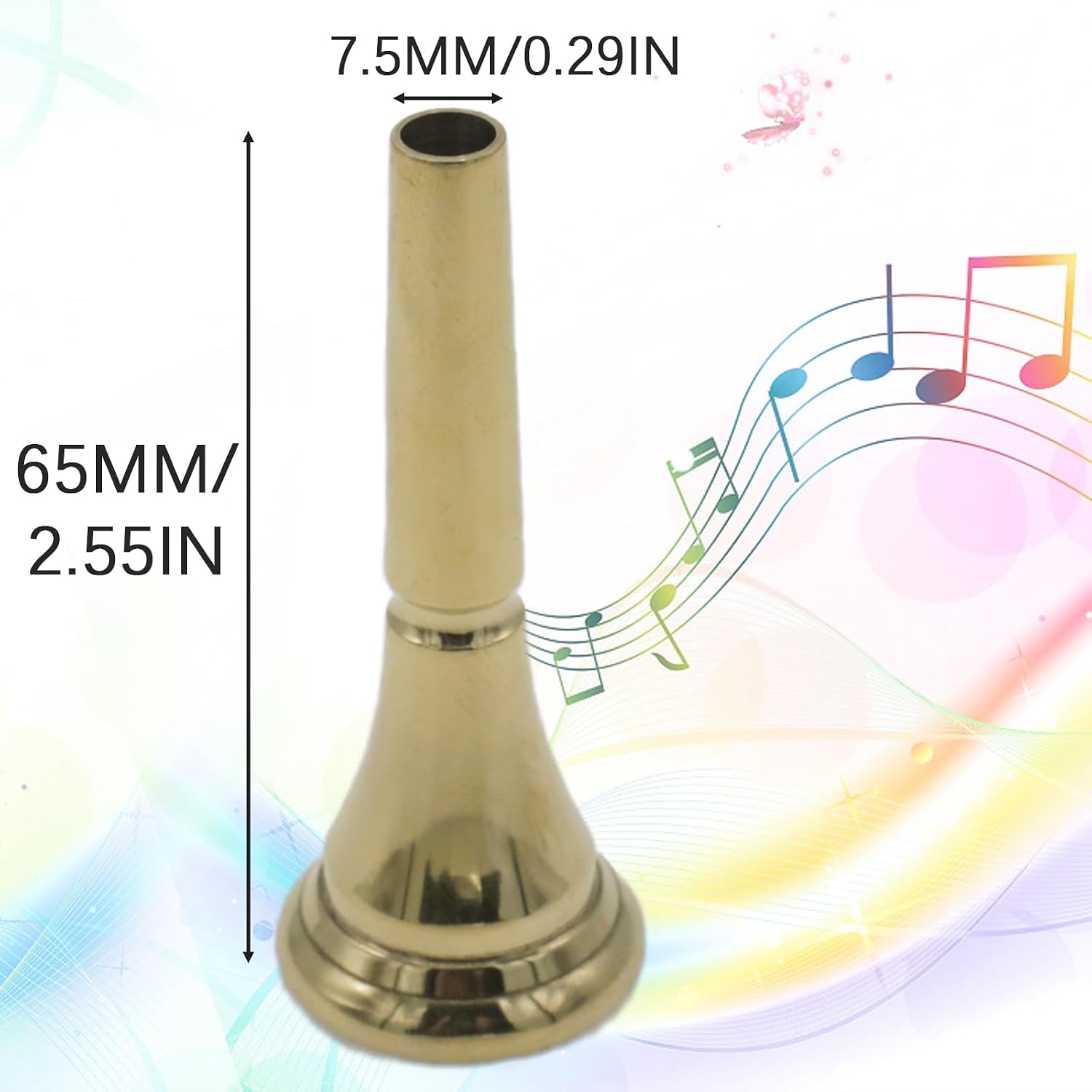 Gold Standard French Horn Mouthpiece for Most French Horns | standard bore size, brass wind instrument fit, student