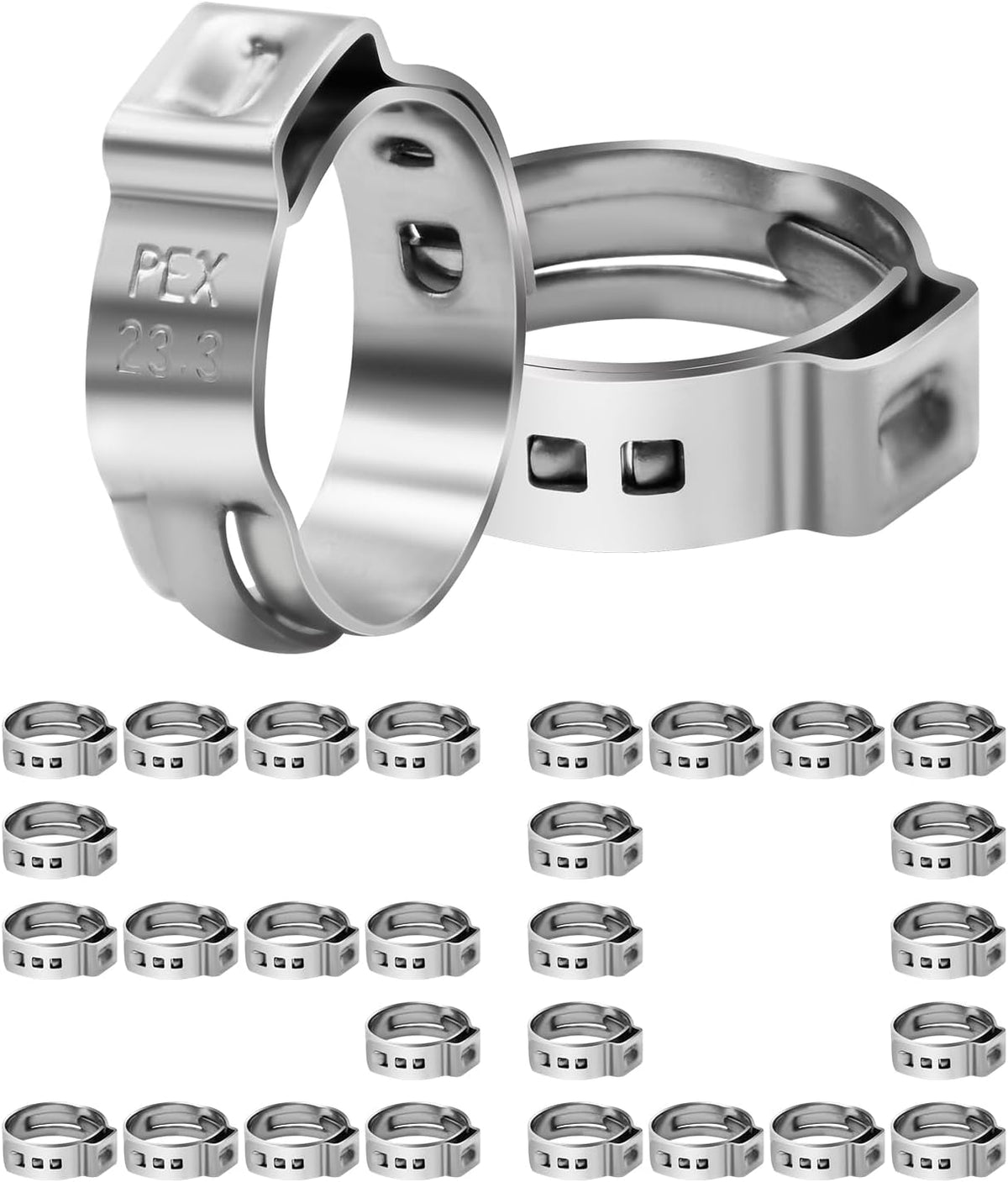 50 Pack 3/4" PEX Cinch Clamps, Stainless Steel Single Ear Hose Clamps