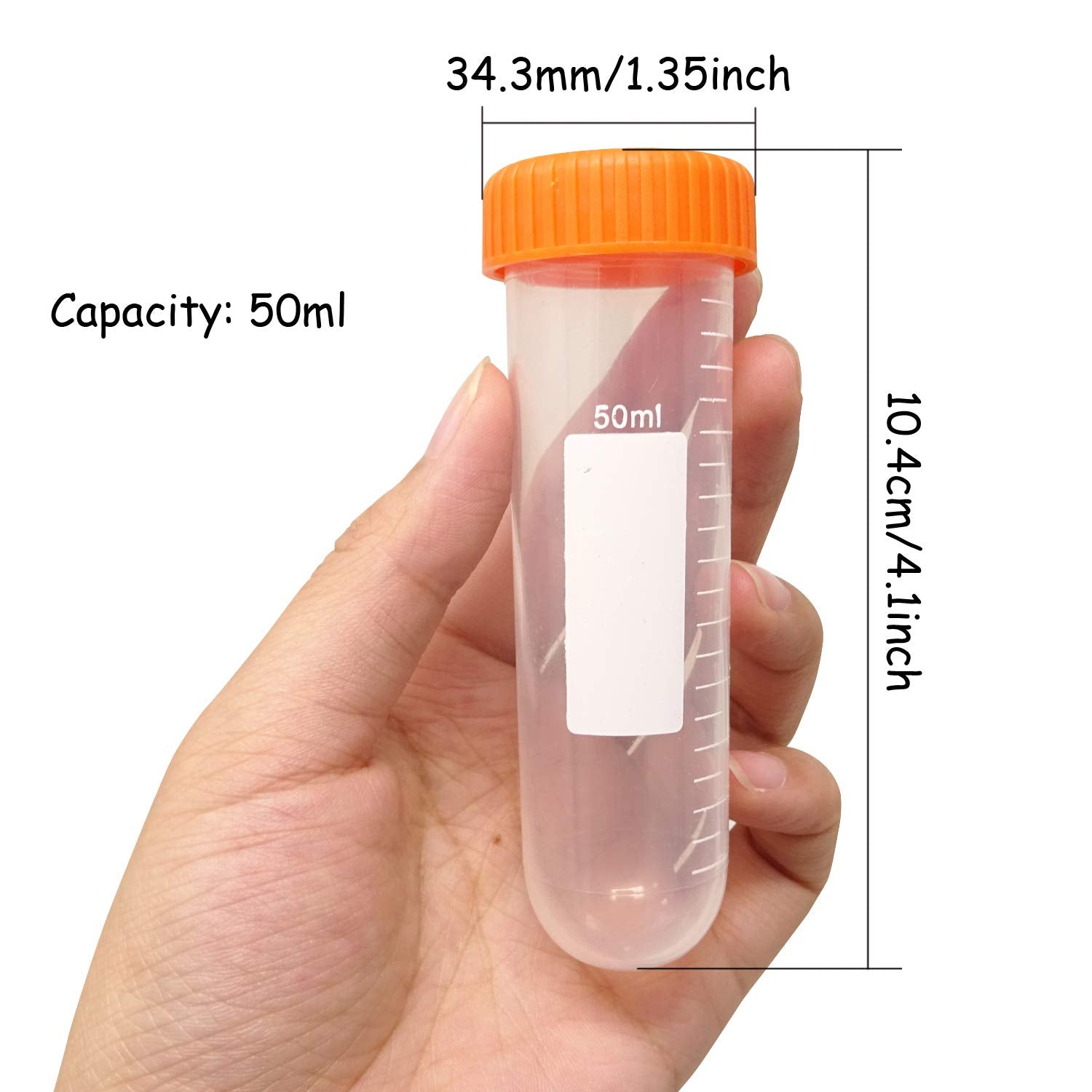 10PCS 50ml Round Bottom Plastic Lab Centrifuge Tubes Laboratory Test Tubes with Screw Cap and Graduation Frozen Vial