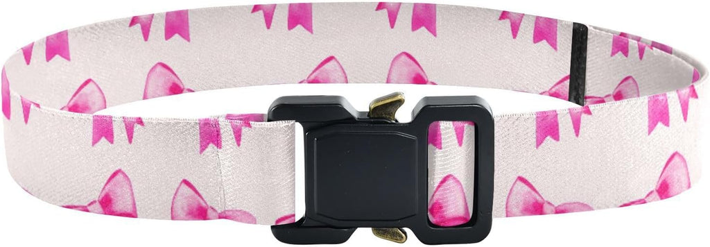 Bow Tie Adjustable Kids Elastic Belts, Girls Boys Stretch Waist Belt with Aluminum Alloy Buckle