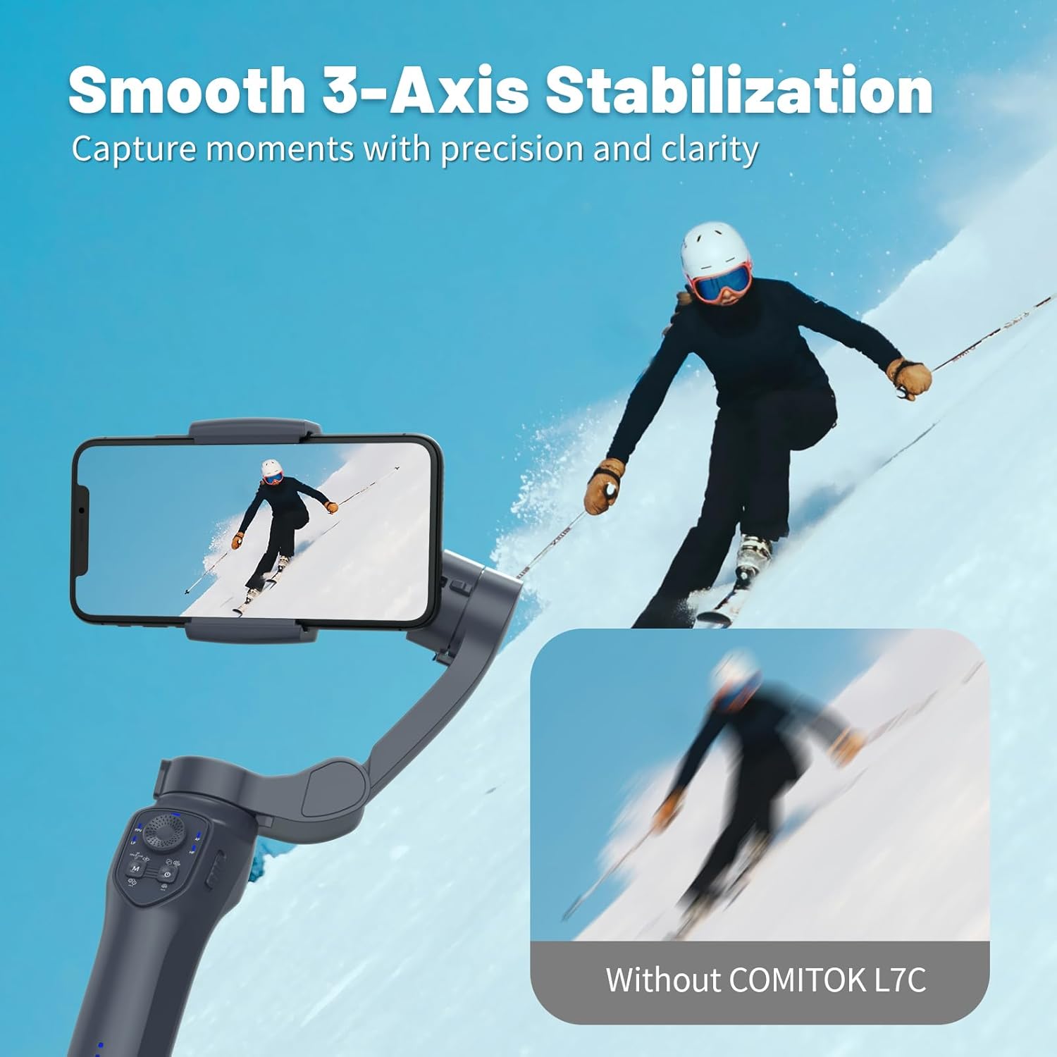 L7C Pro, Gimbal stabilizer for iPhone, Phone Stabilizer for Video Recording with Face/Object Tracking, 3-Axis Gimbal