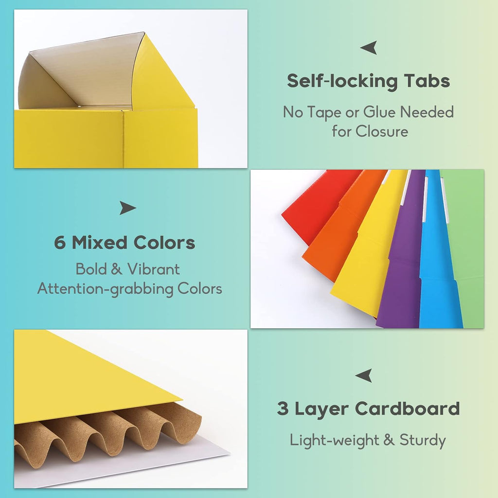 18 Pack 12x9x4 in Cardboard Shipping Boxes, 6 Colors Gift Box