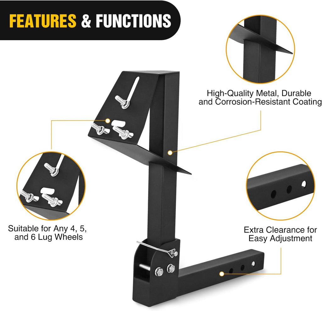 Trailer Hitch Spare Tire Carrier Adjustable Hitch Spare Tire Mount