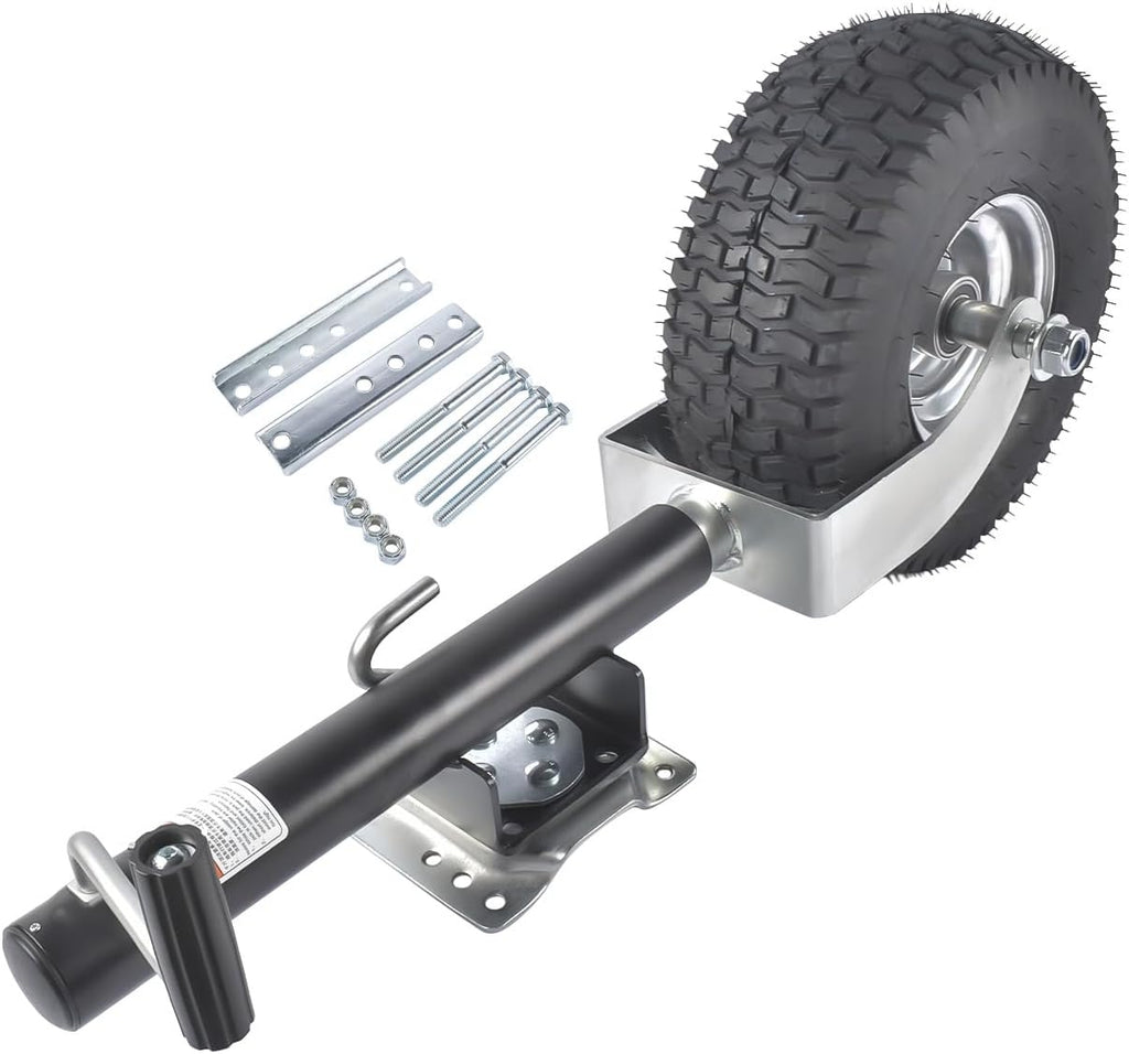 Swivel Trailer Tongue Jack, 2000 lbs Capacity, 13.38in Heavy-Duty Wheel, Bolt-On Swivel Mount, Foldable Trailer Jack