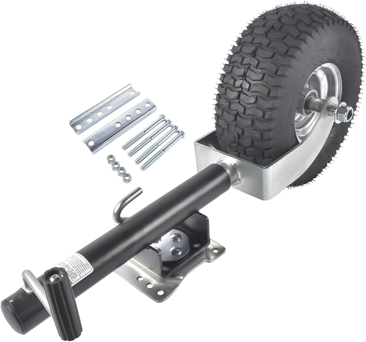 Swivel Trailer Tongue Jack, 2000 lbs Capacity, 13.38in Heavy-Duty Wheel, Bolt-On Swivel Mount, Foldable Trailer Jack