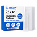 2" X 6" Long Zip Bags (1000 Count) - 2 Mil Clear Reclosable