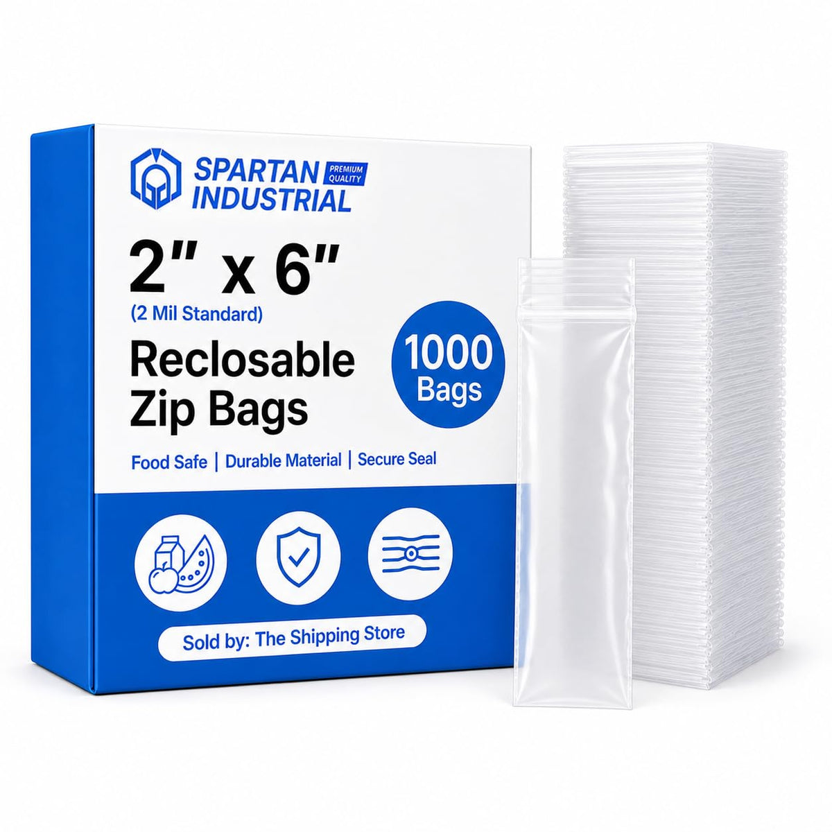 2" X 6" Long Zip Bags (1000 Count) - 2 Mil Clear Reclosable