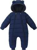 Baby Snowsuit Toddler Girl Clothes Cute Hooded Double Zipper Boys Winter Coat Unisex Romper for Infant