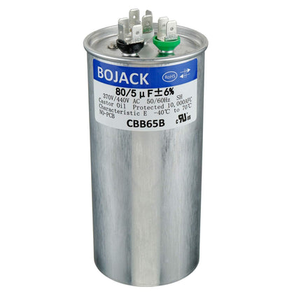 BOJACK 80+5 uF 80/5 MFD ±6% 370/440 V AC CBB65 Dual Run Circular Start Capacitor for AC Motor Run or Fan Start or Condenser Straight Cool or Heat Pump Air Conditioner