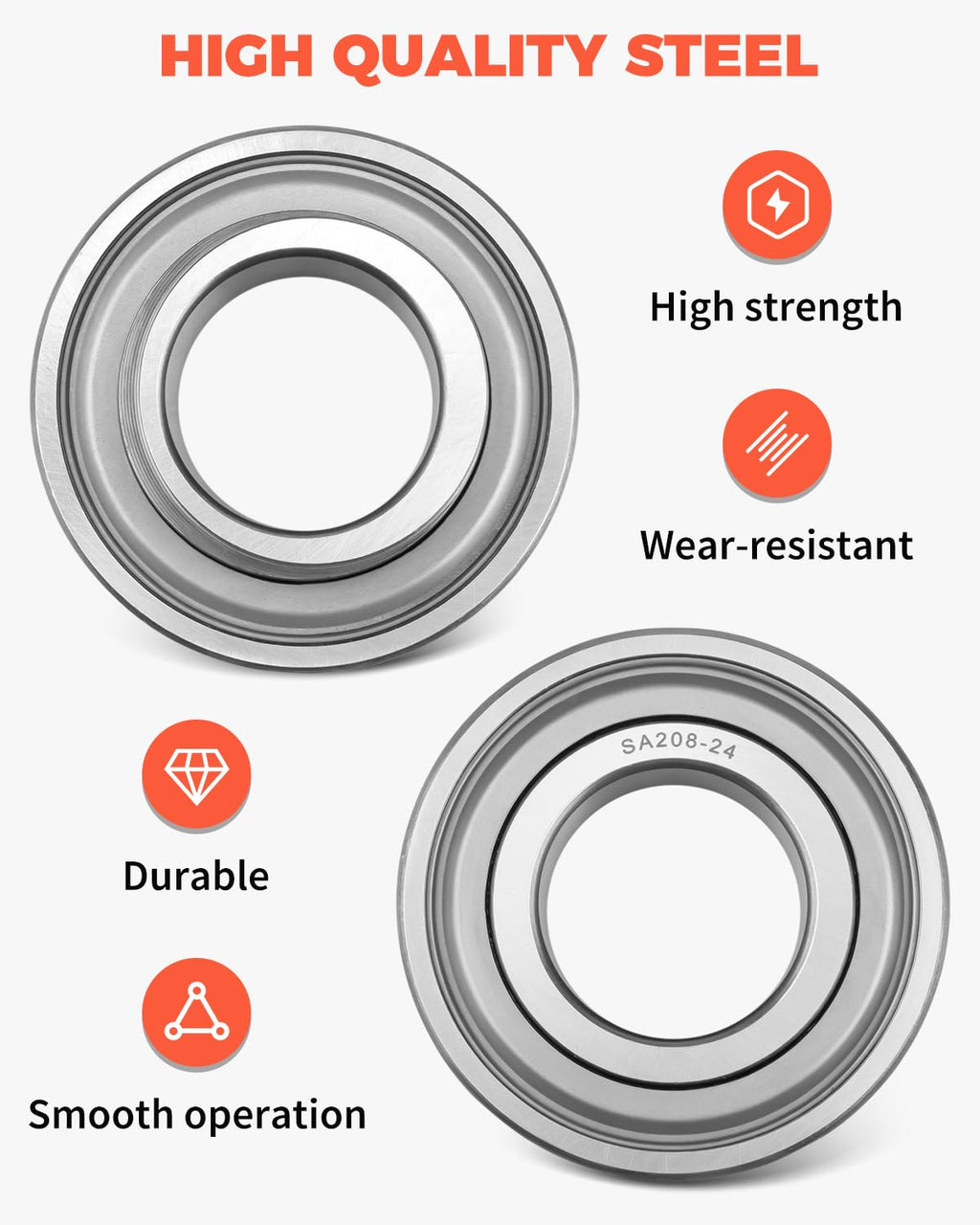 1-1/2" Bore SA208-24 Spherical Insert Bearing with Locking Collar