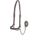 New and Improved Premium Flat Fancy Stitch Leather Cattle Show Halter with Matching Chain Lead