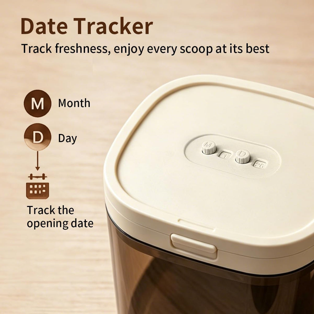 Airtight Food Storage Container with Magnetic Scoop & Built-in Leveler, 800ML Coffee Canister with Date Tracker, BPA