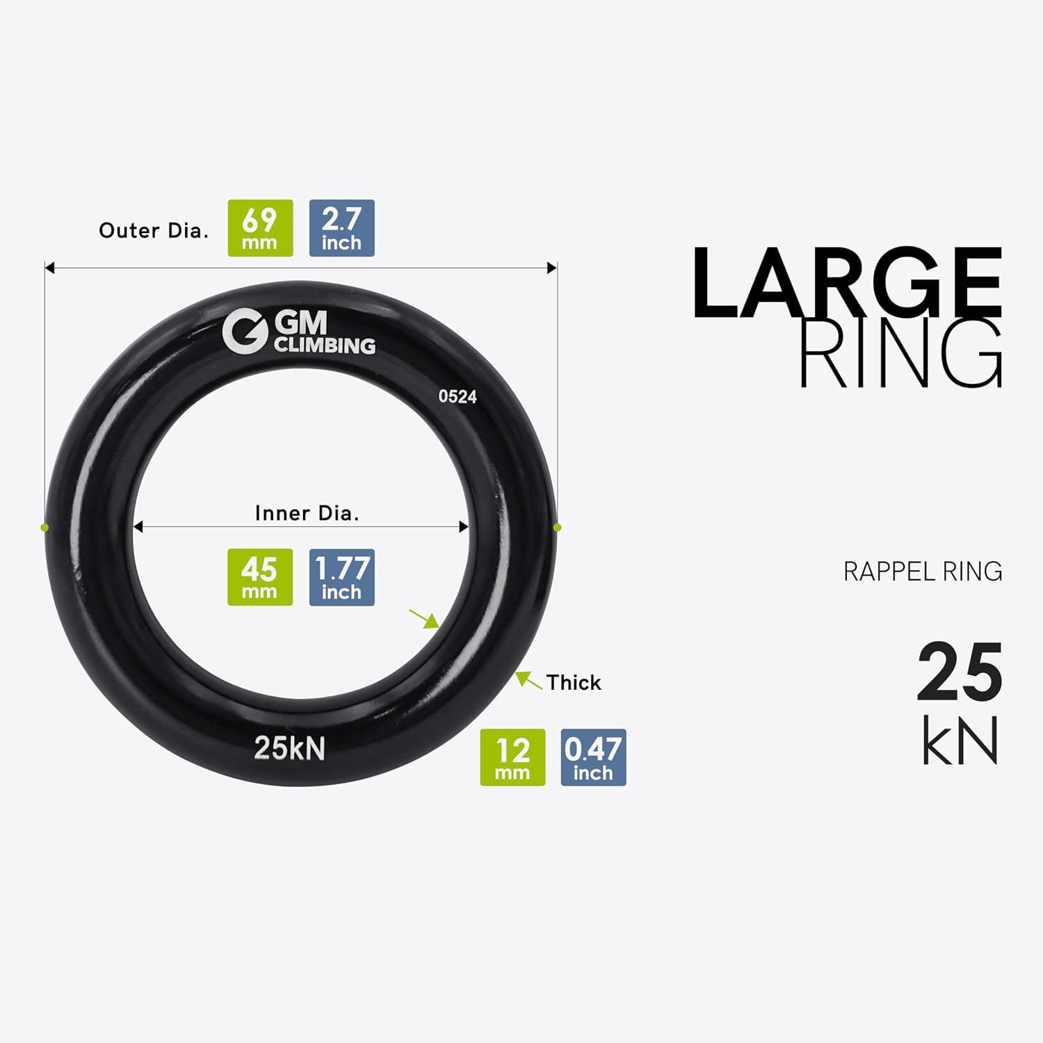 Rappel Ring 25kN for Rock Climbing Arborist Rescue Slackline Hammock