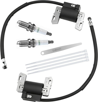592846 Ignition Coil and Spark Plug Kit for Briggs and Stratton 401000 405000 407000 18HP-22HP V-Twin Engine