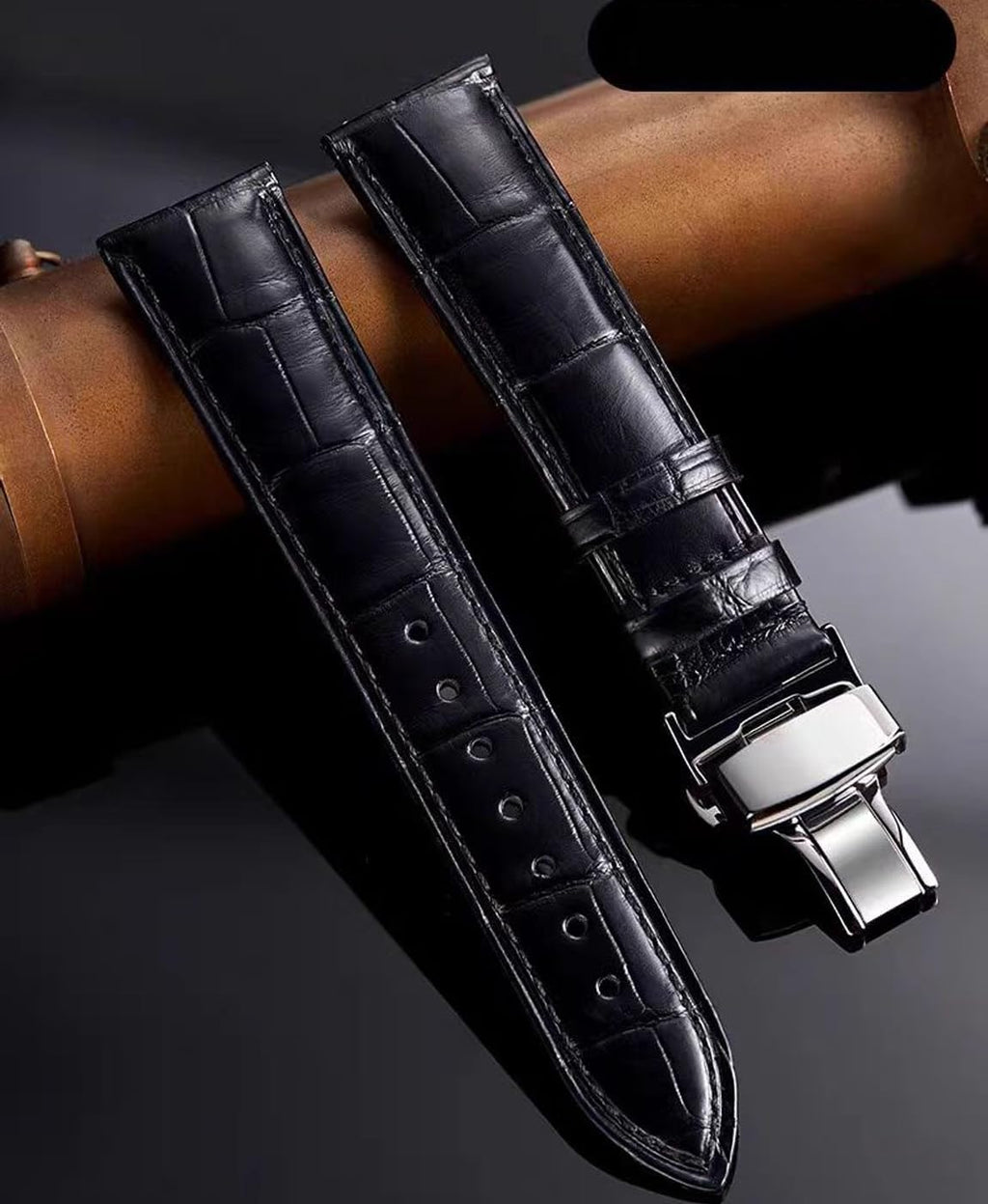 Genuine Leather Watch Bands, Italian Alligator Grain Embossed Watch Straps,Quick Release Replacement Deployment