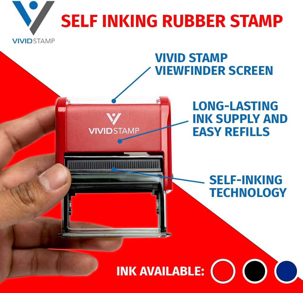 Invoice Enclosed Self Inking Rubber Stamp (Red Ink) - Medium