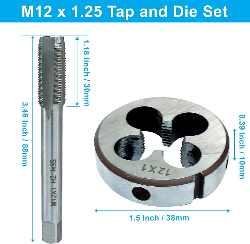 M12x1 Tap And Die Set, HSS Metric Threading Tool