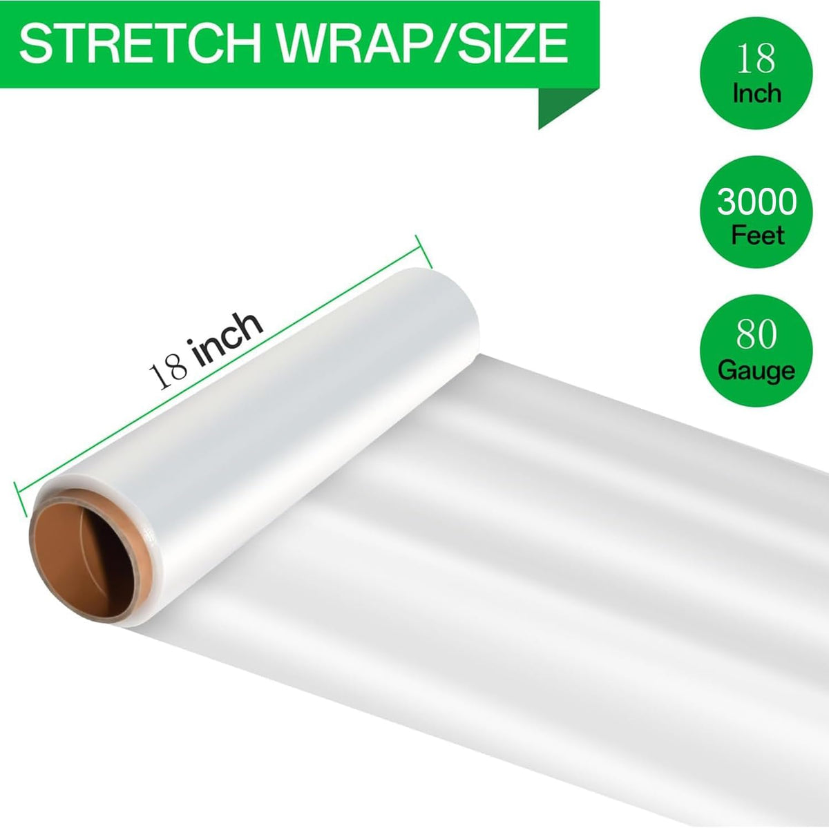 18in Stretch Wrap Roll, Heavy Duty 3000ft Shrink Wrap, Pallet Wrap 4 Pack