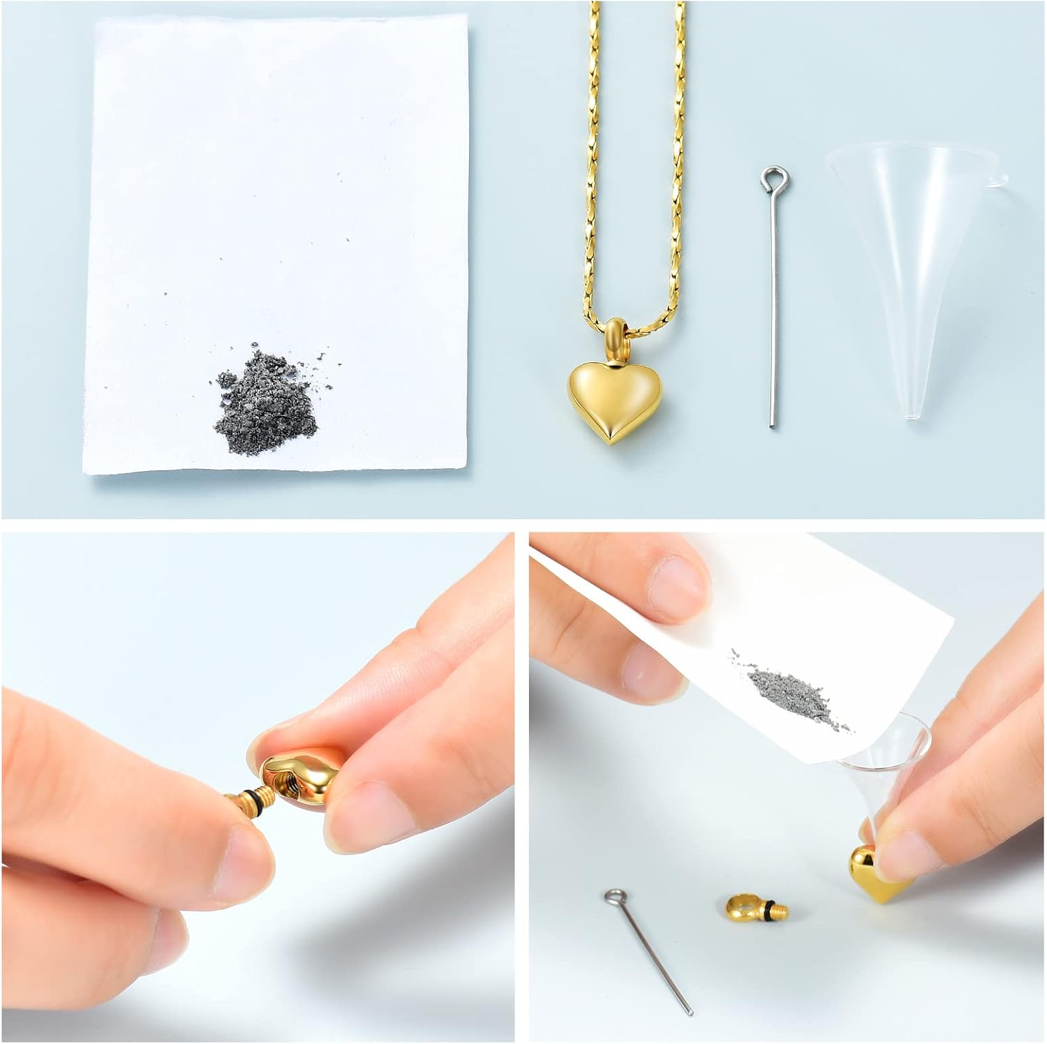 Small Heart Urn Necklace for Ashes Cremation Jewelry for Women Stainless Steel Pendant Memorial Ash Holder Loved Ones