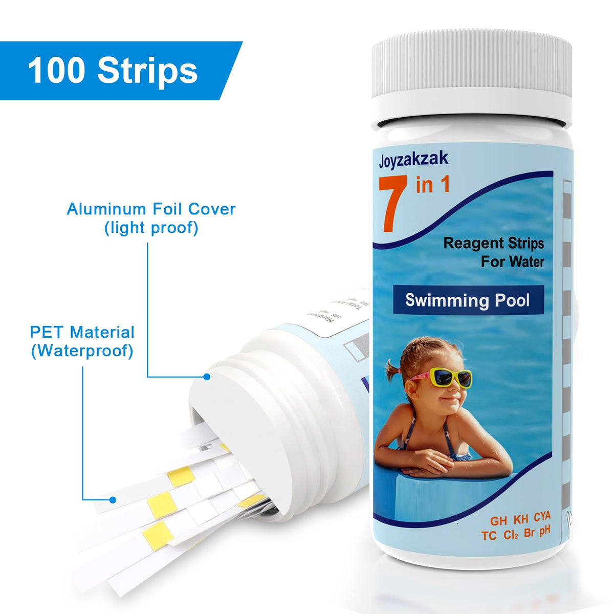 Hot Tub and Pool Test Strips, 7in1 50ct Quick & Accurate Spa Test Strips,Pool Water Test Kit, Salt Testing Kit for