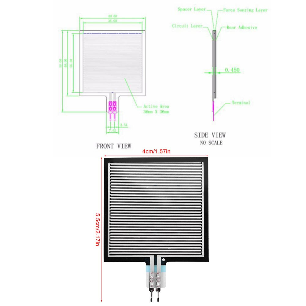 Zetiling Thin Film Pressure Sensor, Pressure Sensor Pad, Force Sensing Resistor RP-S40-ST Force Sensor for Intelligent High-end Seat