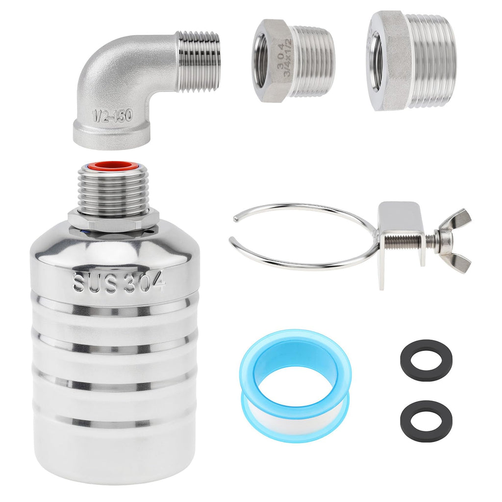 Float Valve Automatic Level Control Water Valve with 1/2" 3/4" 1" Adapters