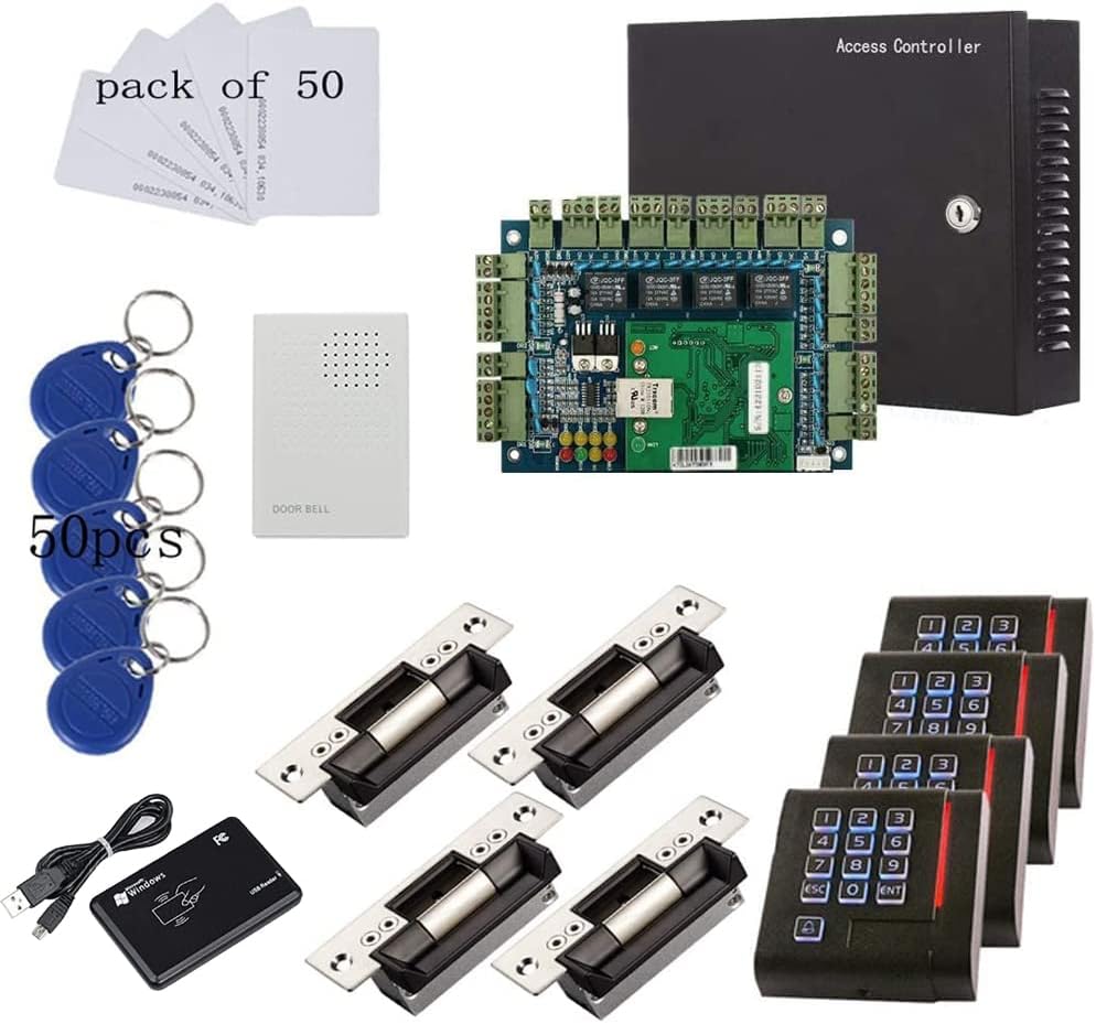 ANSI Standard North American Heavy Duty Electric Strike Lock TCP/IP Based 4 Doors Access Control Systems with 4 Door