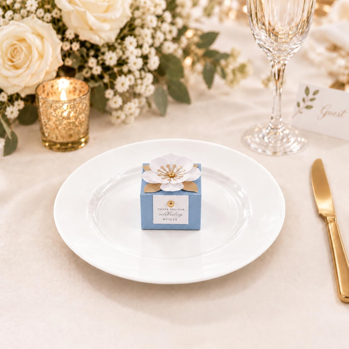 20 PCS Small Favor Boxes, Dusty Blue Candy Boxes 2.55x2.55x1.77