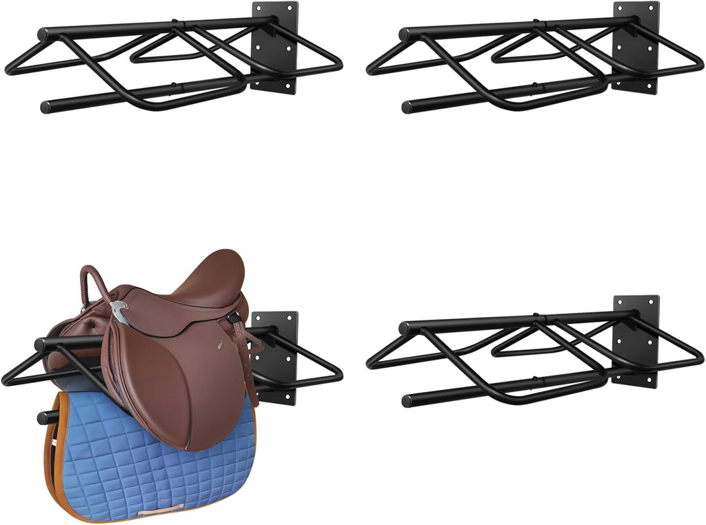 Saddle Rack with Pad Bar for Horse, Heavy Duty Wall Mounted Saddle
