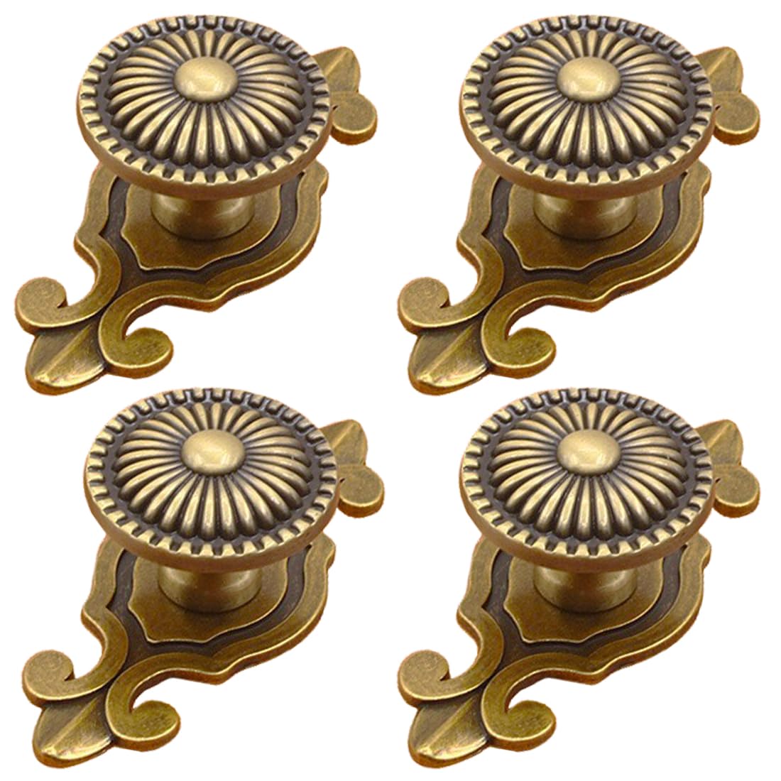 Brass Cabinet Knobs, Vintage Retro Mushroom Drawer Knobs with Backplate, Dresser Pull Handles for