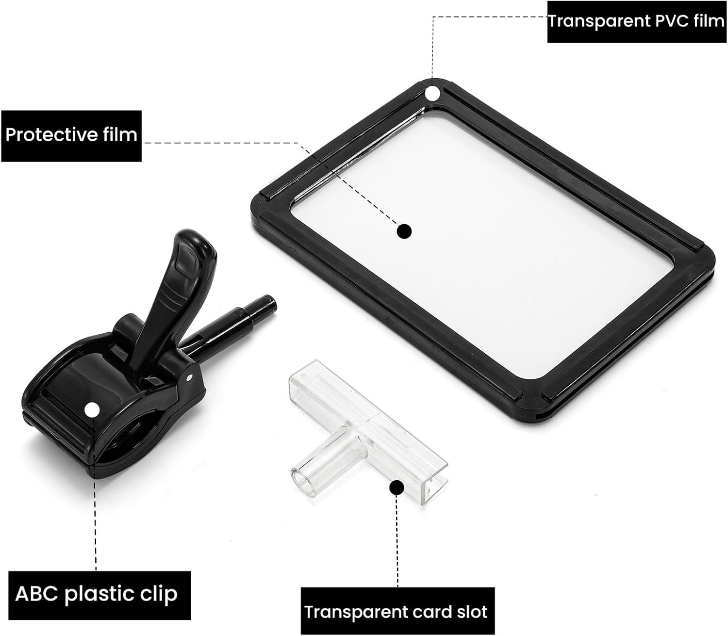 10 Pack Acrylic Sign Holder with Clamp, Rotating Clip Pop Swivel Sign with PVC Card Protector, Double Head Sale Signs