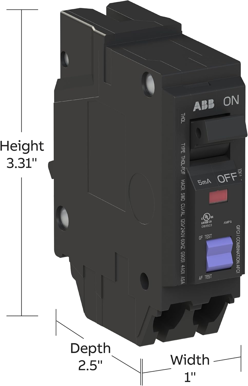 Q-Line THQL1120PDF Dual Function Circuit Breaker • 20 Amp Single-Pole Breaker • AFCI/GFCI Protection • 120/240 VAC •