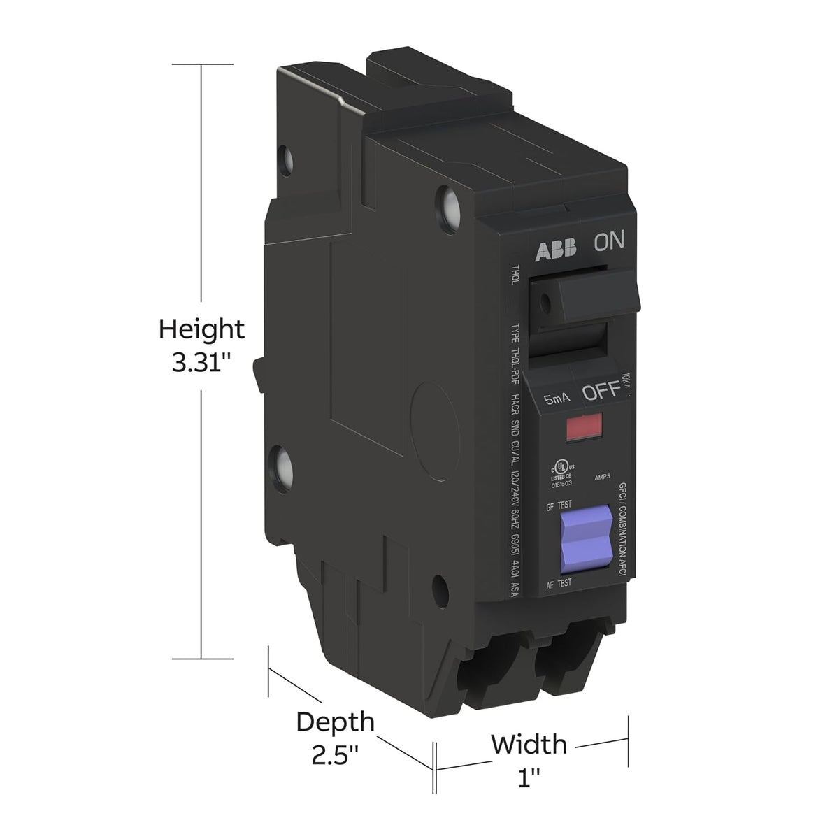 ABB Q-Line 15A 1-Pole Dual Function Circuit Breaker, GFCI/AFCI