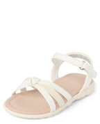Adjustable Ankle Strap Flat Sandals,White/White,5