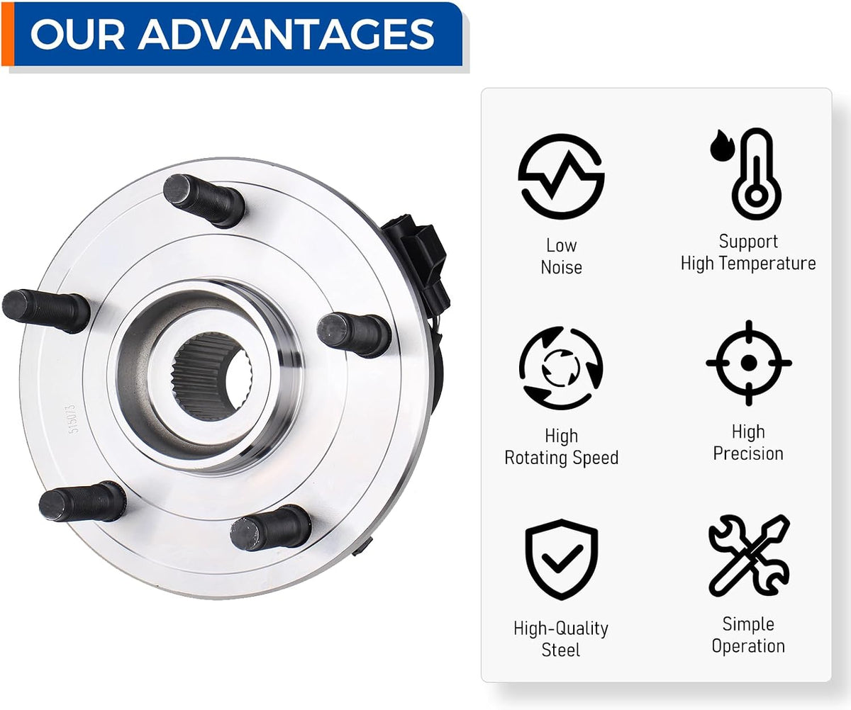 PAROD 515073 Front Wheel Hub Bearing Assembly Compatible with 2002-2005 Dodge Ram 1500 5Lugs w/ABS
