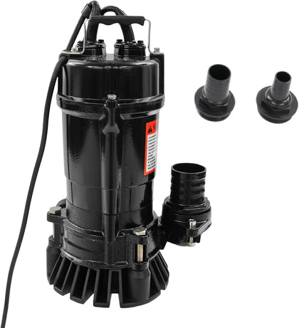 Sewage Pump, 1 HP Submersible Trash Pump 5019 GPH, 3420 RPM, 110V Effluent Pumps for Dirty Water, 59 ft Max Lift for