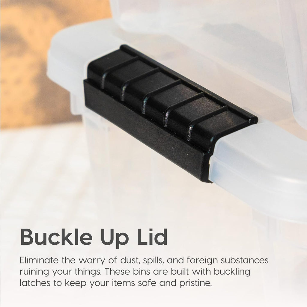 32 Qt Stackable Plastic Storage Bins with Lids, 4 Pack - BPA-Free, Made in USA - See-Through Organizing Solution