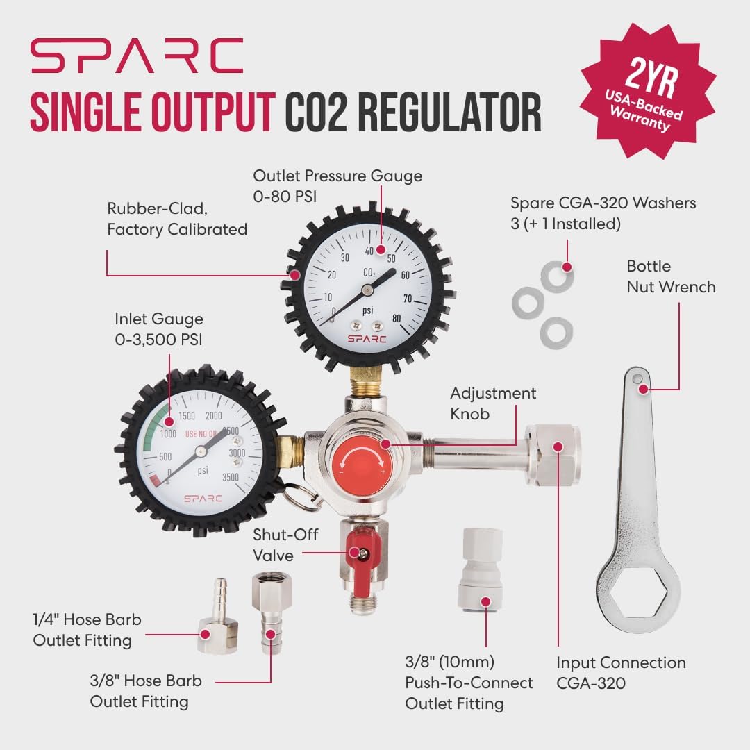 Gen2 Premium CO2 Regulator for Kegerator - C02 Keg Regulator for Beer | Soda, Bars, Kombucha with Integrated Safety