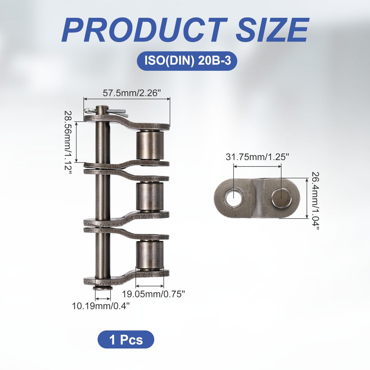 DTGN ISO(DIN) 20B-3 Roller Chain Offset Half Link 31.75mm Pitch