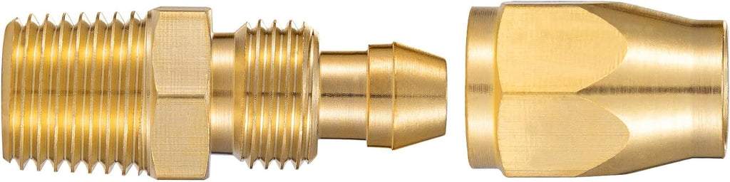 Premium Solid Brass 2PCS Reusable Replacement Fitting For 1/4-Inch ID Hose,1/4-Inch NPT Rigid