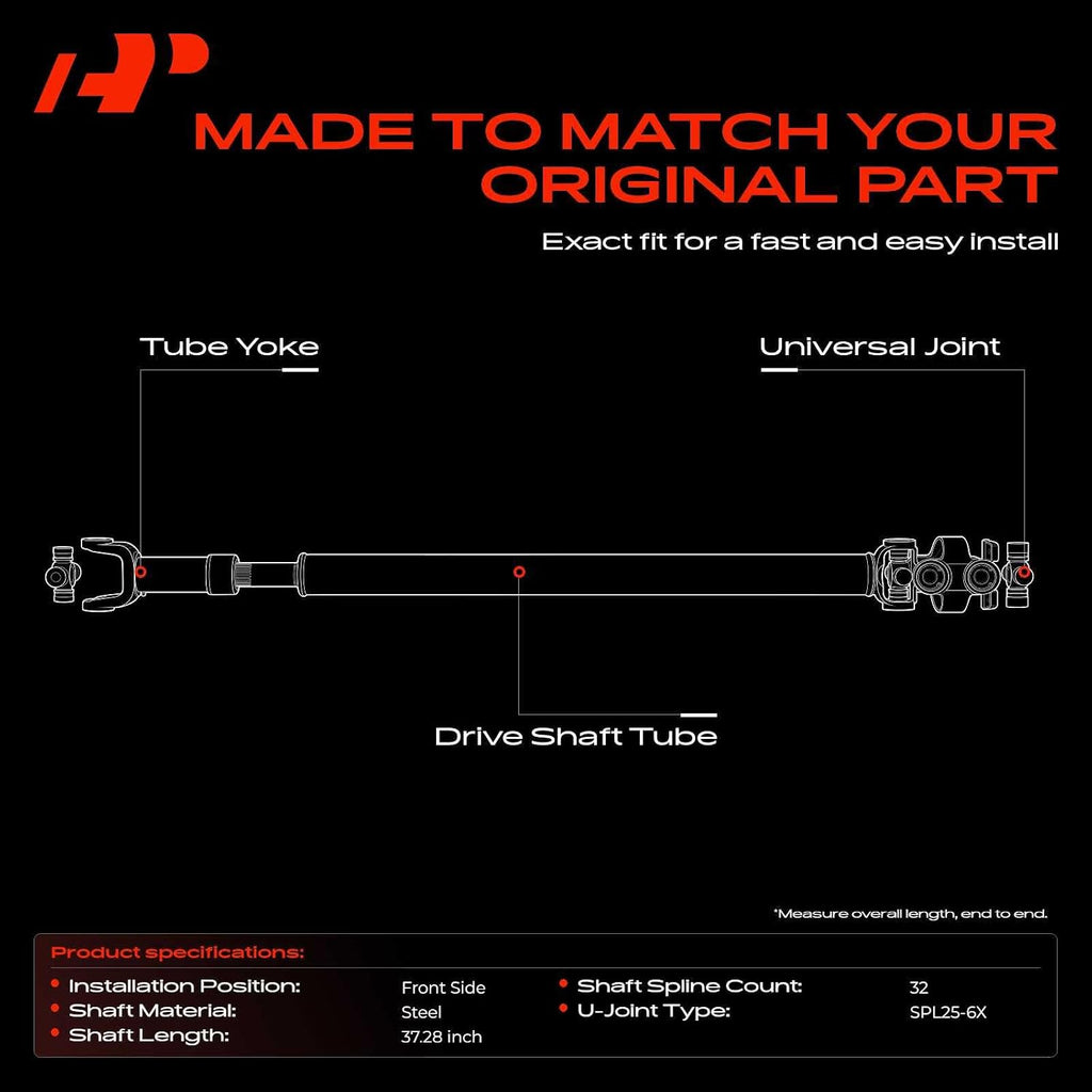 A-Premium 37.28" Front Drive Shaft Assembly Compatible with Chevrolet, GMC
