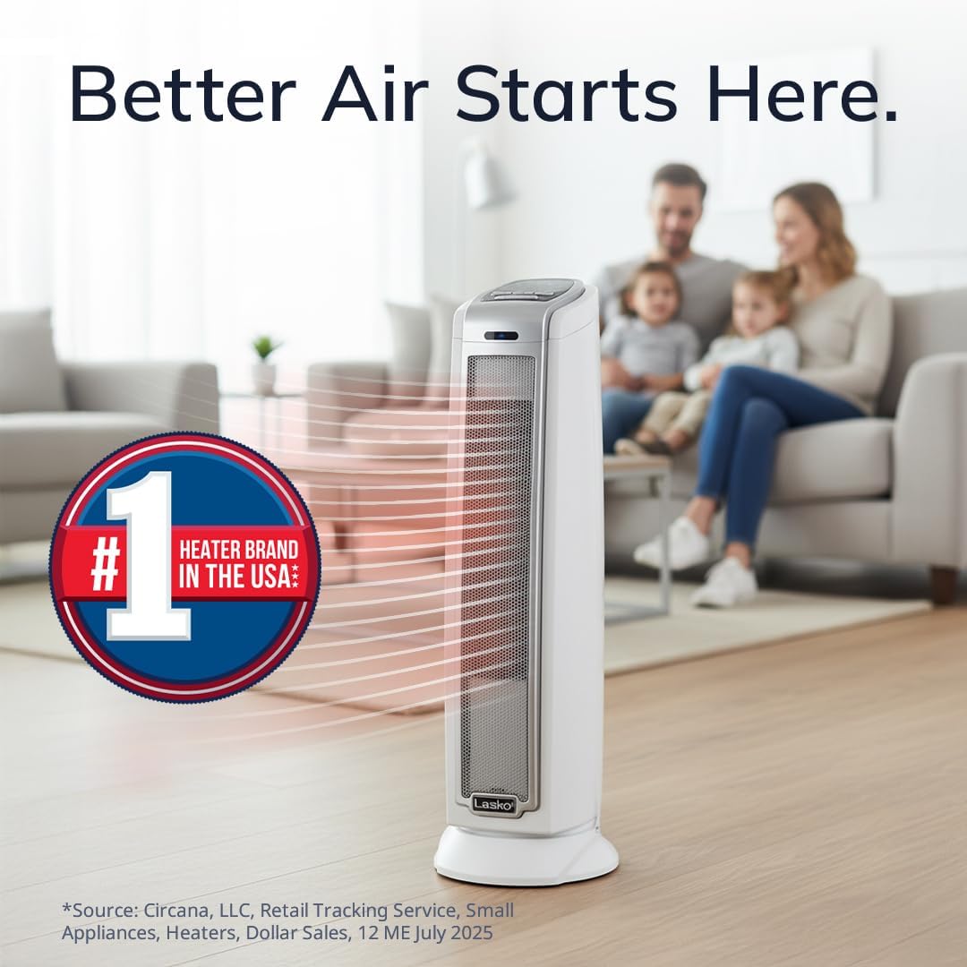 Oscillating Ceramic Tower Space Heater for Home with Overheat Protection, Timer, 22.5 Inches, Silver, 1500W, 5775 |