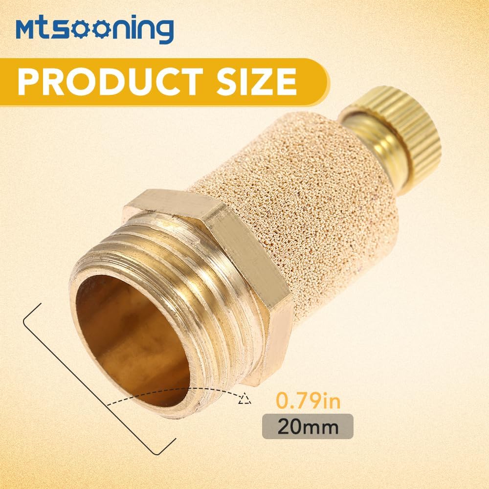 10PCS 1/2" Pneumatic Muffler Filter,Brass Flow Control Silencer